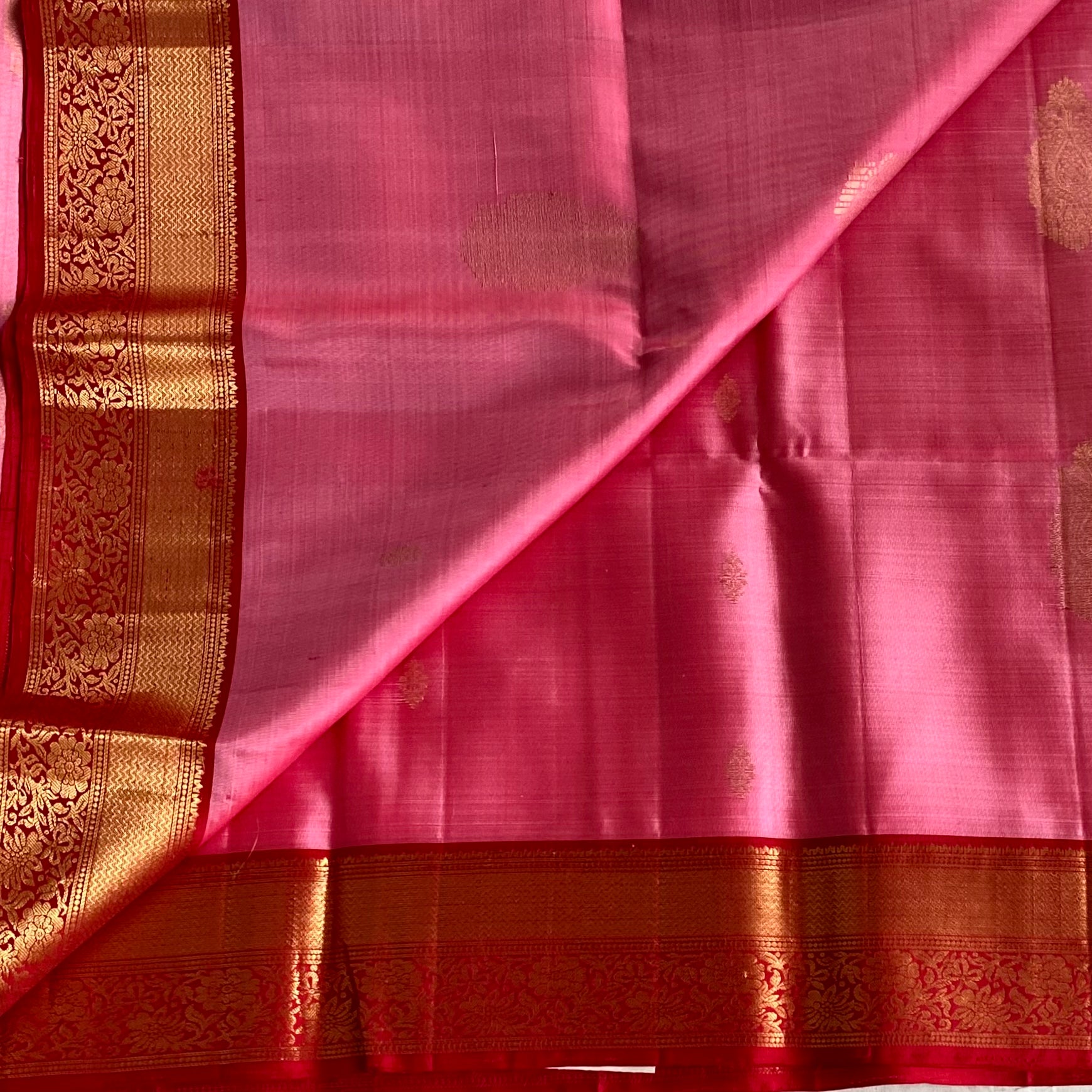 Rani Pink Designer Pure Silk Saree With Crimson Red Pallu