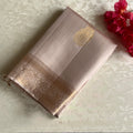 Champagne Designer Pure Silk Saree With Antique Gold Border