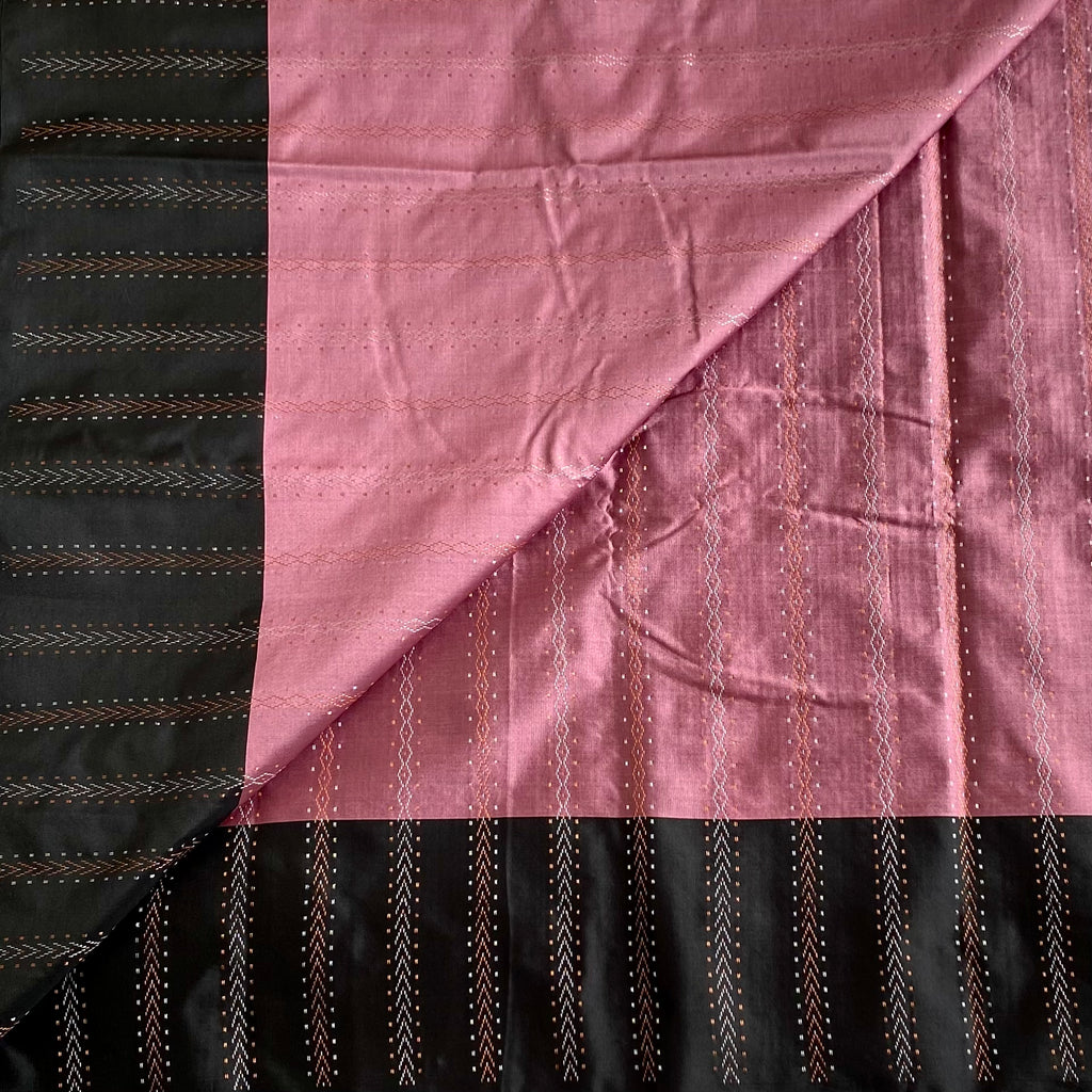 Dusty Mauve Soft Mixed Silk Saree With Black Pallu