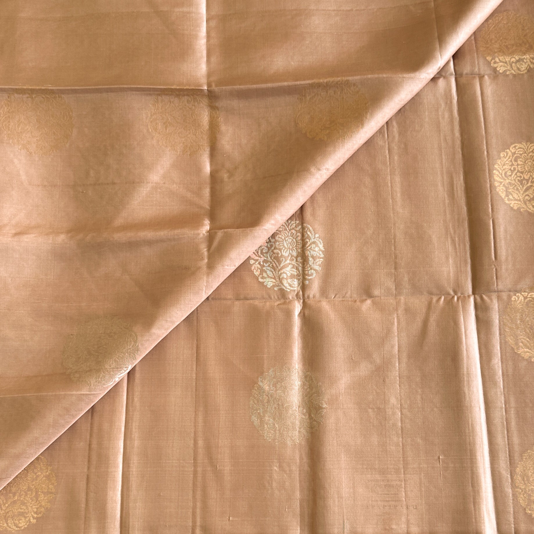 Classy Champagne Beige with Sunset Orange Pure Silk Saree