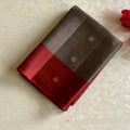 Charcoal Grey Designer Pure Silk Saree Deep Maroon Contrast Pallu
