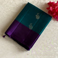 Teal Green Designer Pure Silk Saree With Royal Purple Pallu