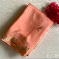 Salmon Pink Saree Gold Bird Motifs Floral Zari Border