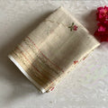 Dreamy Beige Softest Linen Tussar Saree With Dusty Rose Pallu