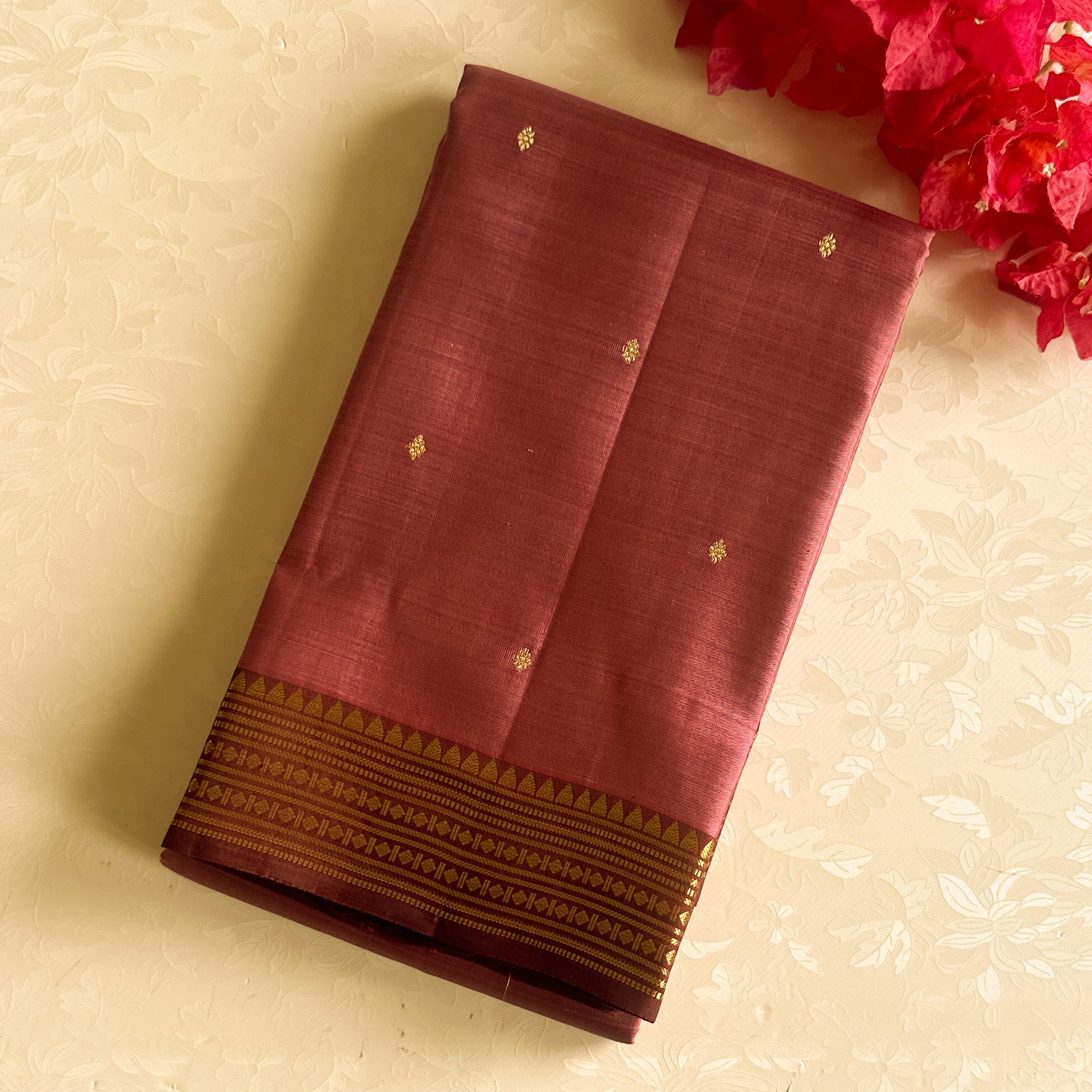Maroon Silk Saree Gold Zari Brocade Pallu Wedding Festive Traditional