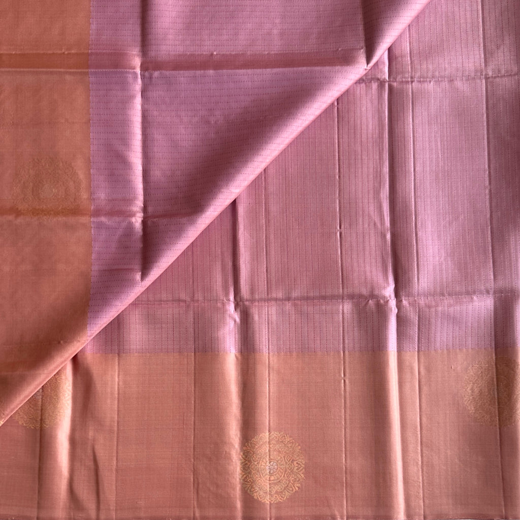Dusty Rose Silk Brocade Saree Antique Gold Floral Zari Work