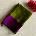 Chartreuse Green Designer Pure Silk Saree With Rich Magenta Pallu