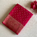 Rani Pink Soft Crepe Silk Saree With Metallic Gold Brocade Pallu
