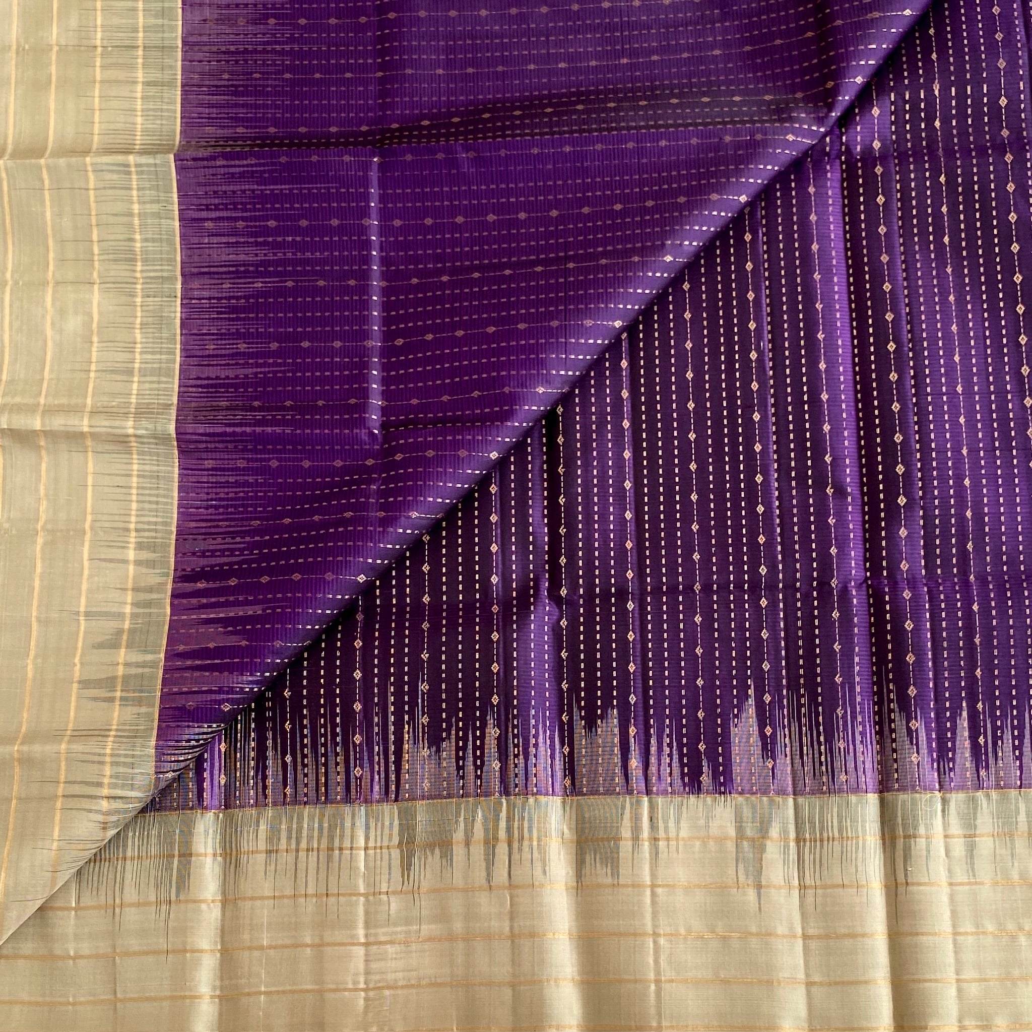Cadbury Purple Twilight Zari Woven Pure Silk With Champagne Gold