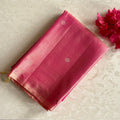 Rani Pink Designer Pure Silk Saree With Peach Gold Pallu And Zari