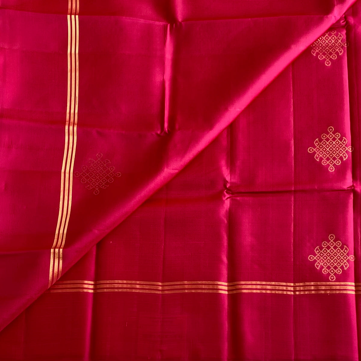 Cherry Pink Designer Pure Silk Saree With Kollam Gold Zari