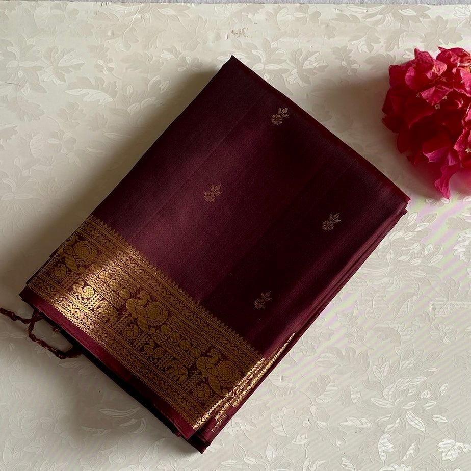Deep Maroon Designer Pure Silk Saree With Rich Gold Zari