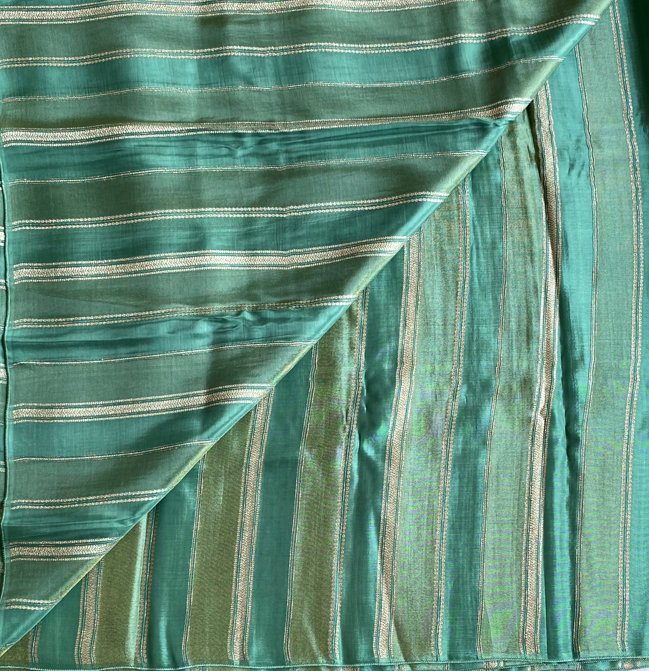 Shades of sea green blended soft silk with designer weave