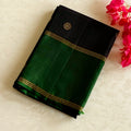 Emerald Green Silk Saree Navy Pallu Gold Zari Border Traditional