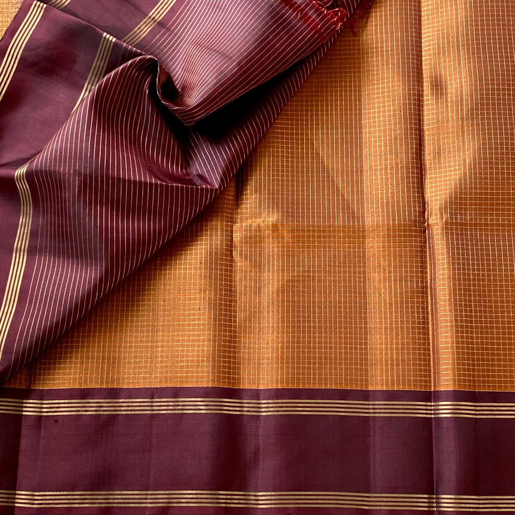 Burnt Orange Deep Burgundy Zari Woven Saree Traditional Festive Elegant