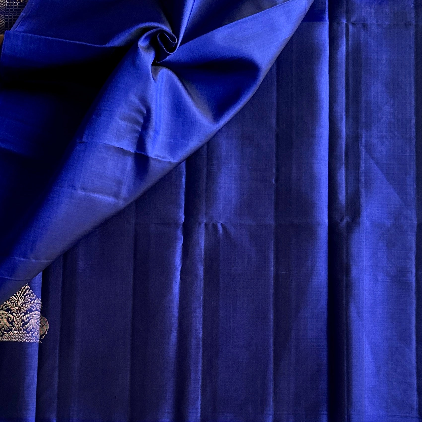 Cobalt Blue Saree Gold Woven Elephant Motif Traditional Festive Silk