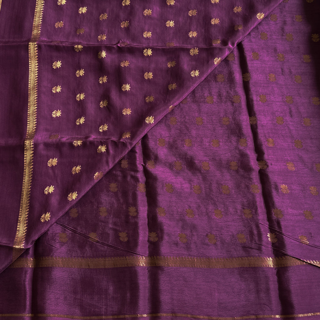 Dual shaded lavender plum soft crepe silk