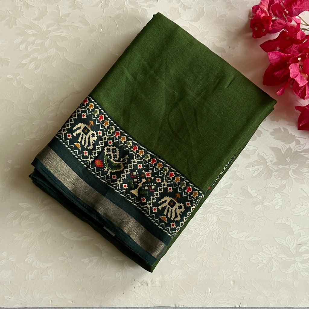Rare Olive with deep teal soft printed cotton comfort