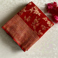 Venetian Rust Red Soft Tussar Silk Saree With Antique Gold Pallu