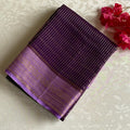 Deep Purple Soft Tussar Silk Saree With Lilac Pallu And Gold Border
