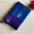 Rich Peacock Blue Designer Pure Silk Saree With Royal Blue Pallu