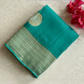 Gorgeous Sea blue designer soft crepe silk with zari buttas