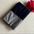 Midnight Navy Soft Mixed Silk Saree With Silver Gray Pallu