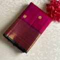 Rani Pink Kanjeevaram Pure Zari Silk Saree With Plum Purple Pallu