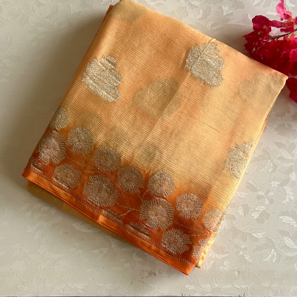 Most lightweight Shades of Summer Sorbet & Sunset Orange Soft Georgette Beauty