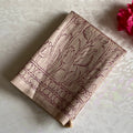 Antique Beige Soft Tussar Silk Saree With Wine Maroon Pallu
