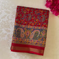 Crimson Paisley Saree With Gold Brocade Border For Wedding Wear