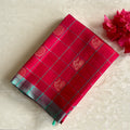 Pomegranate Pink Designer Pure Silk Saree With Turquoise Pallu