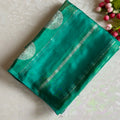 Dual Sea Green Soft Designer Crepe Silk Saree With Silver Floral Pallu