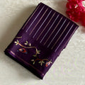 Deep Purple Soft Tussar With Designer Embroidered Borders