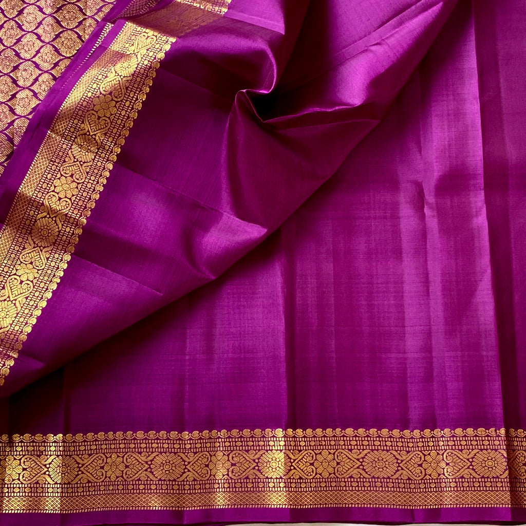 Vintage dual shaded Magenta purple Kanjeevaram pure silk with pure zari