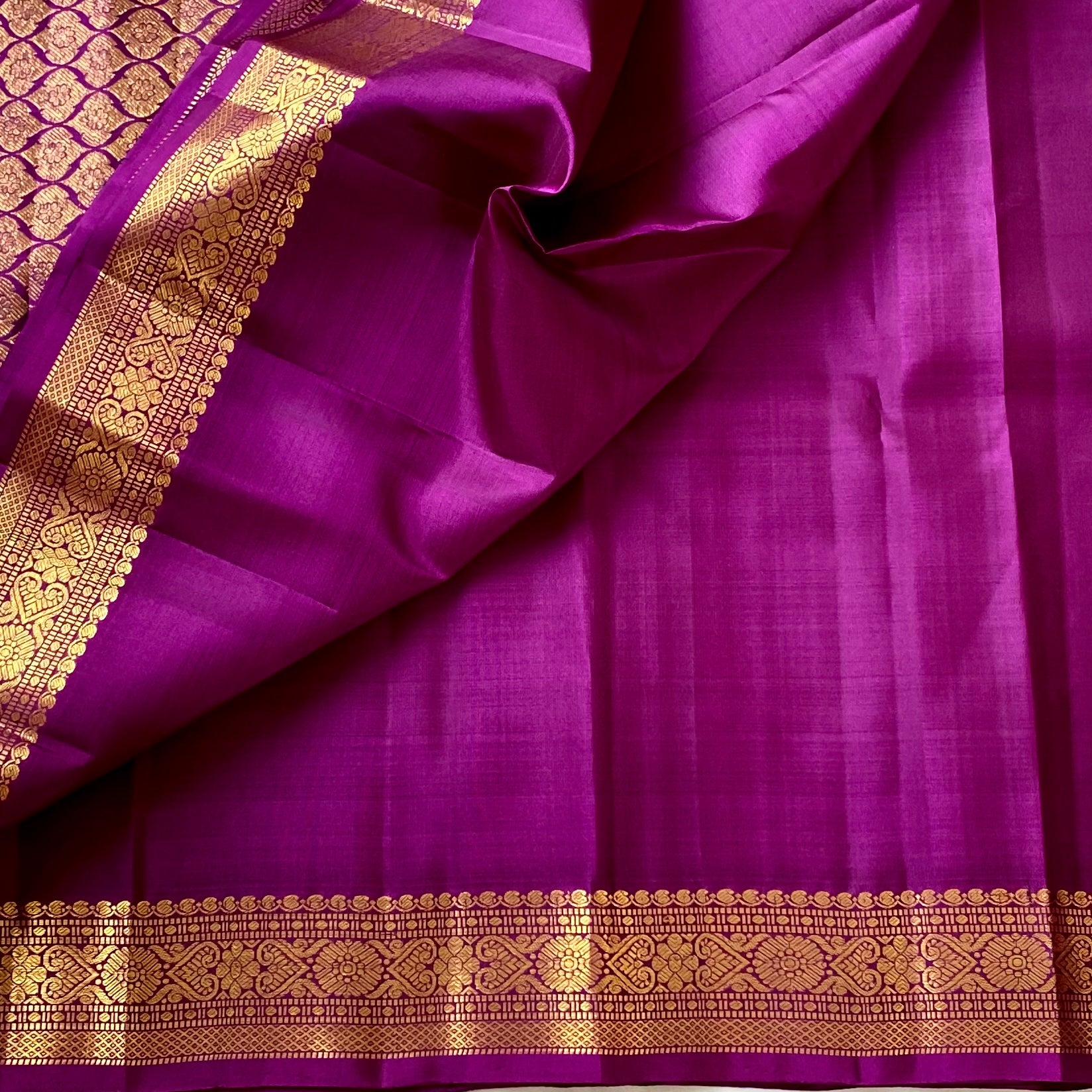 Vintage dual shaded Magenta purple Kanjeevaram pure silk with pure zari