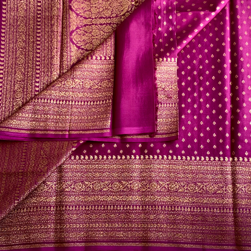 Magenta Stunning Banarasi Soft Crepe Silk with Antique Zari & Rich Pallu