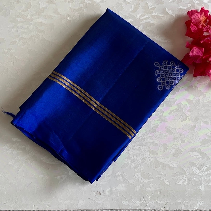 Royal Blue Designer Pure Silk Saree With Metallic Gold Zari Butti