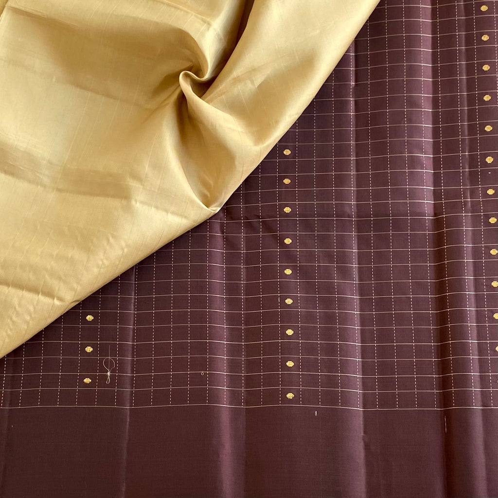 Deep Wine Chocolate Designer Pure Silk Saree With Antique Gold Pallu