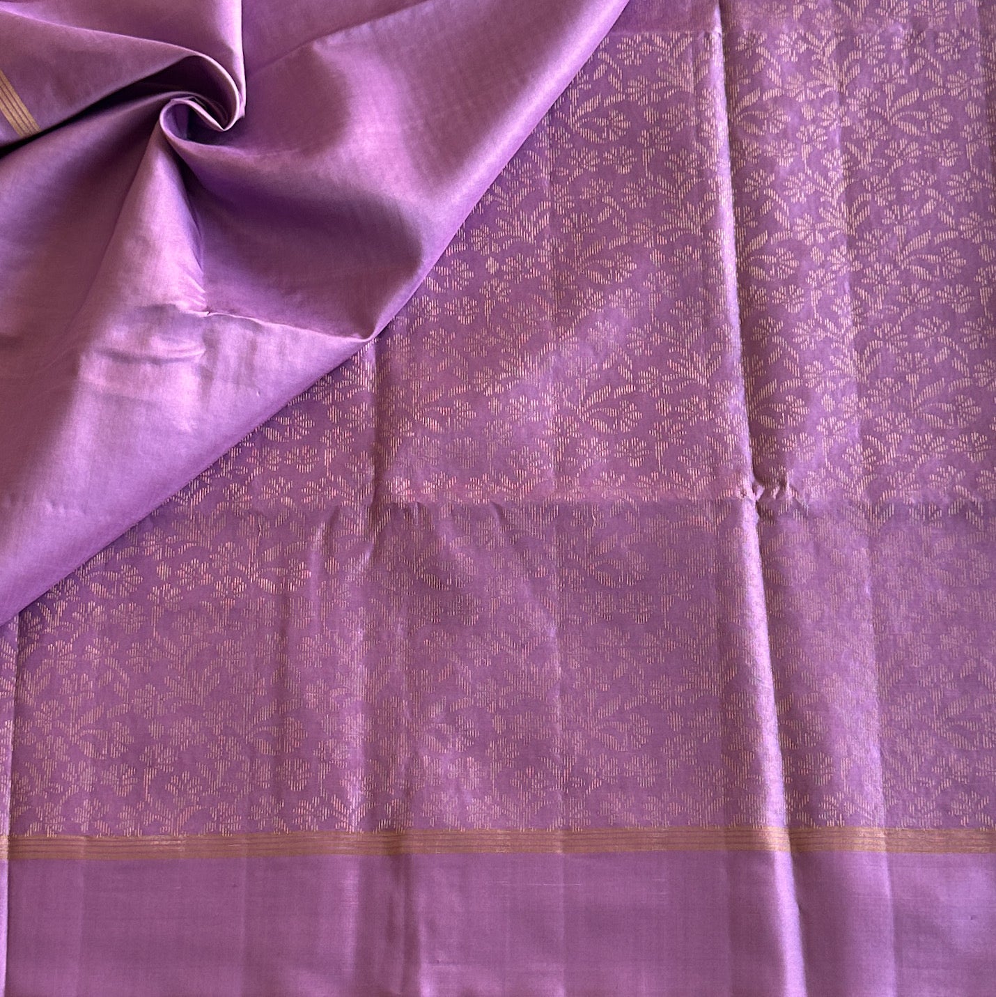 Lush Lavender Brocade Zari Woven Pure Handloom Silk