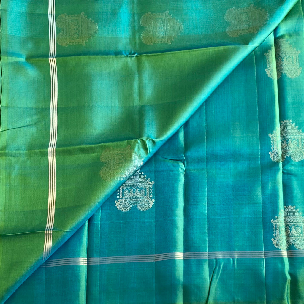 Dual Shaded Sea Green Designer Handwoven Pure Silk