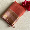 Coral Orange Designer Pure Silk Saree With Dusty Rose Pallu